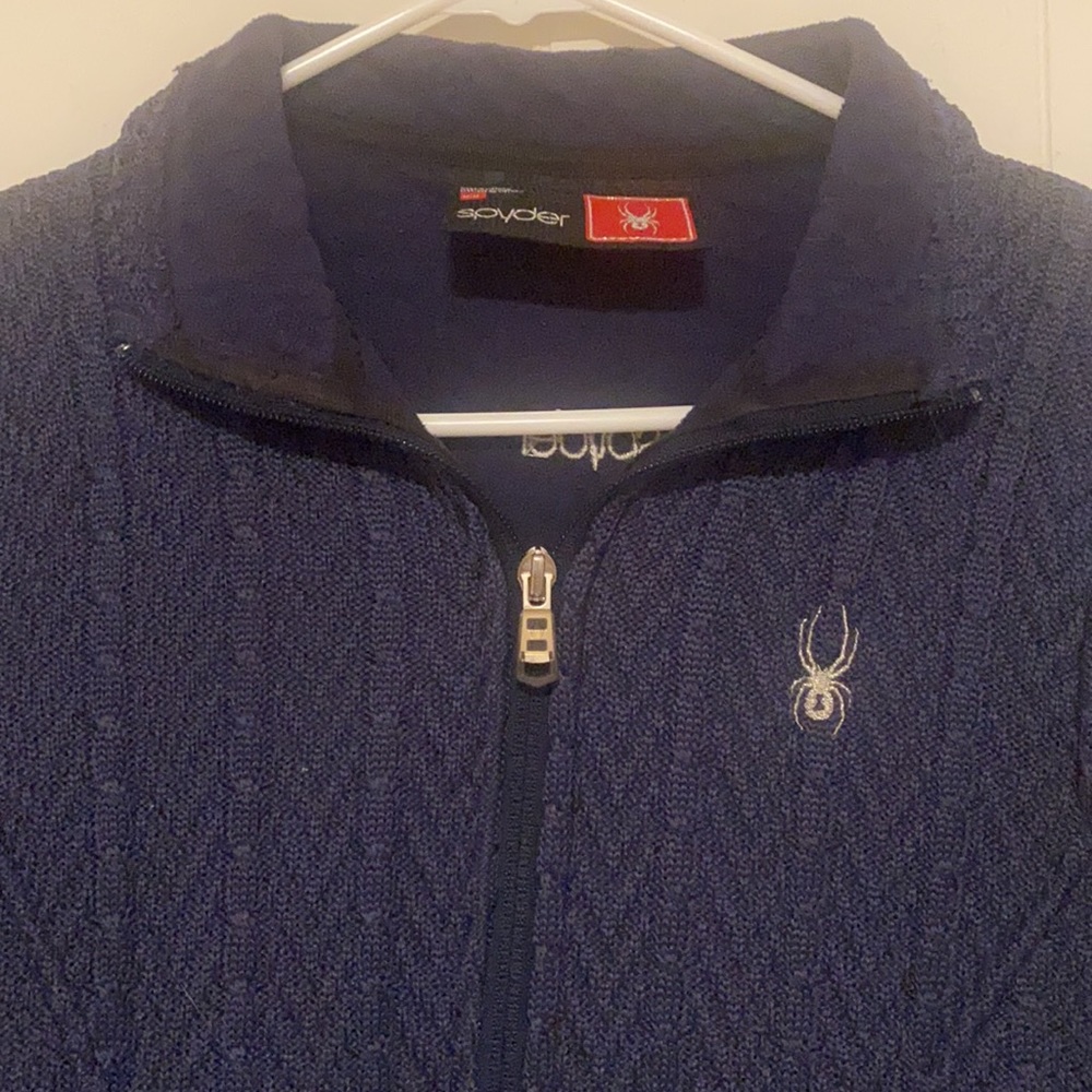Spyder sweater jacket with front full zipper. Embroidery perfect. Women’s medium